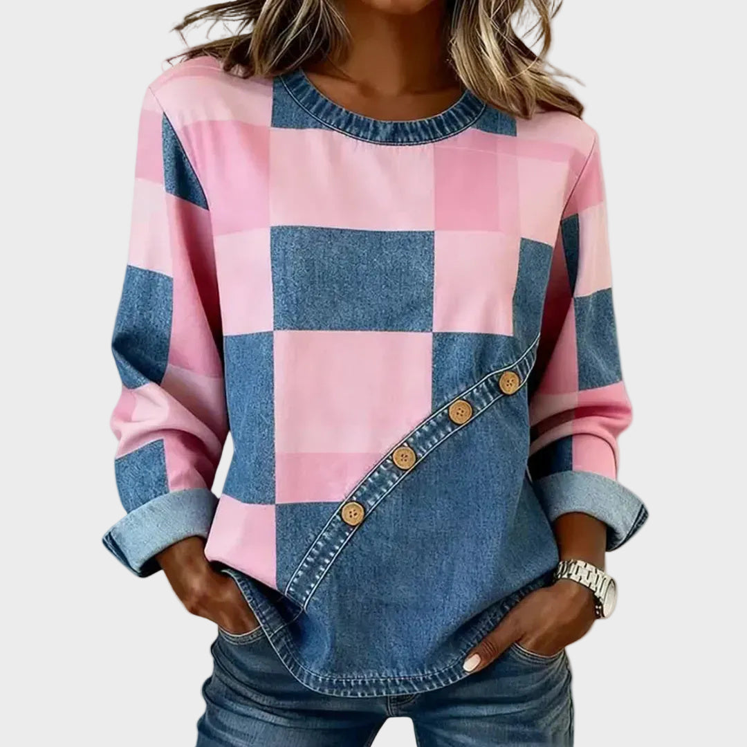 Tonnie - Block colour patchwork sweatshirt