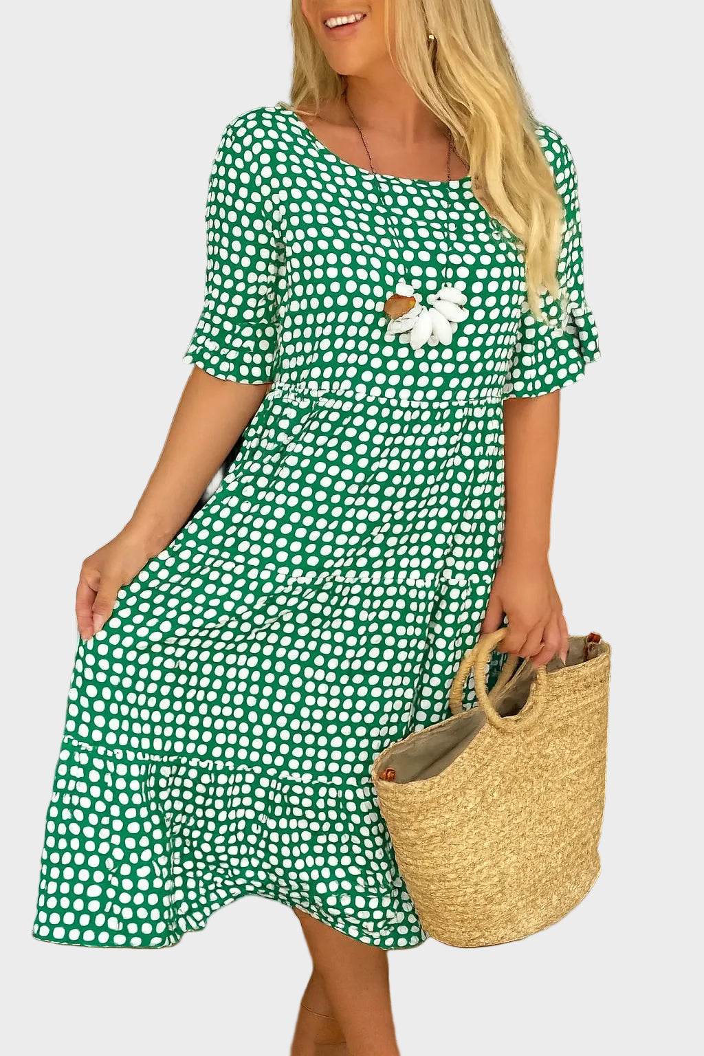 Midi dress with short sleeves