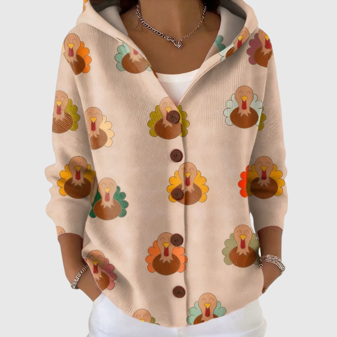 Cardigan sweater with hood
