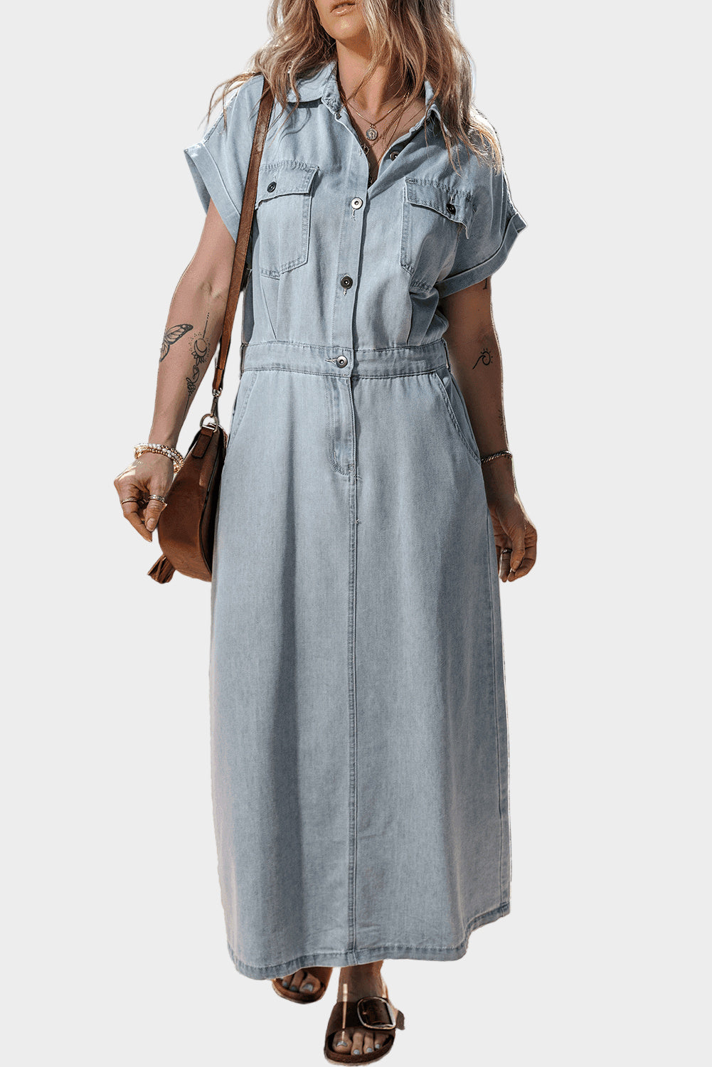Adéla - Denim dress with elegant short wings