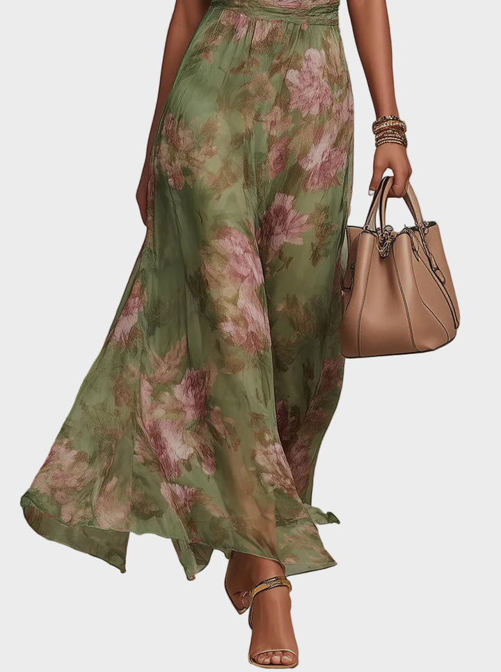 Livia - Elegant Maxi Halter Dress with Flowers