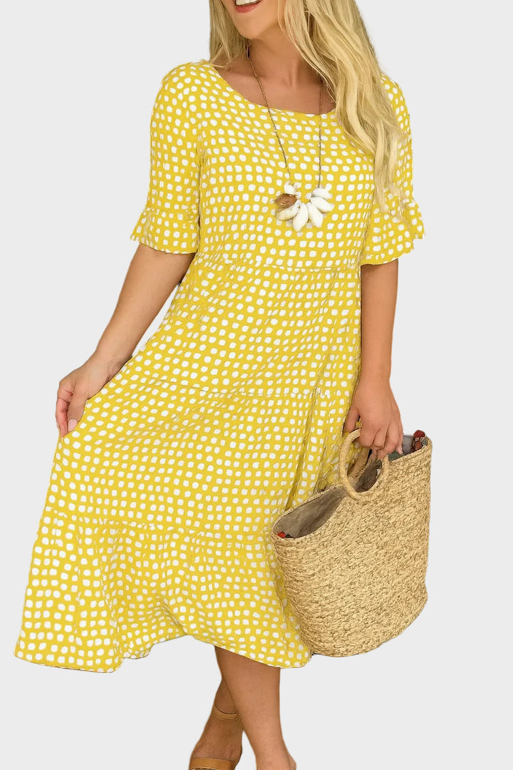 Midi dress with short sleeves