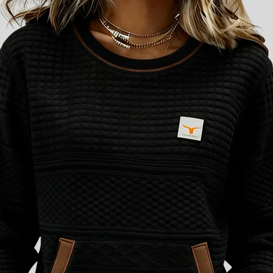 Mies - Structured sweatshirt in block colour with a round neckline