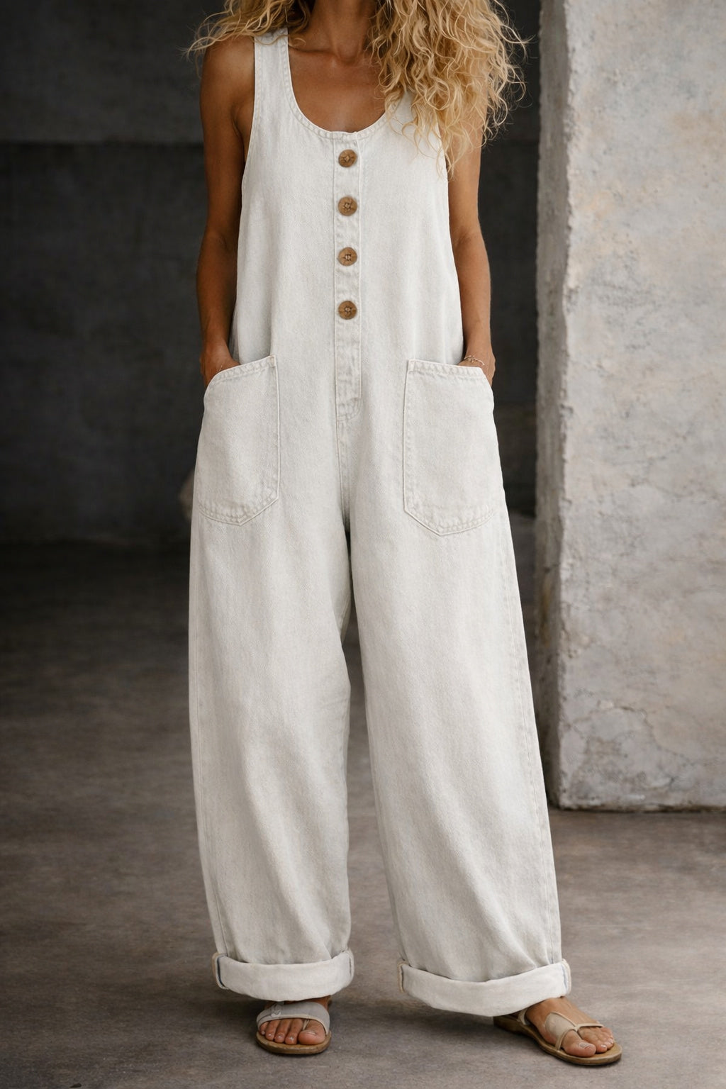Wioletta - Cotton Yarn Jumpsuit in Vintage Style