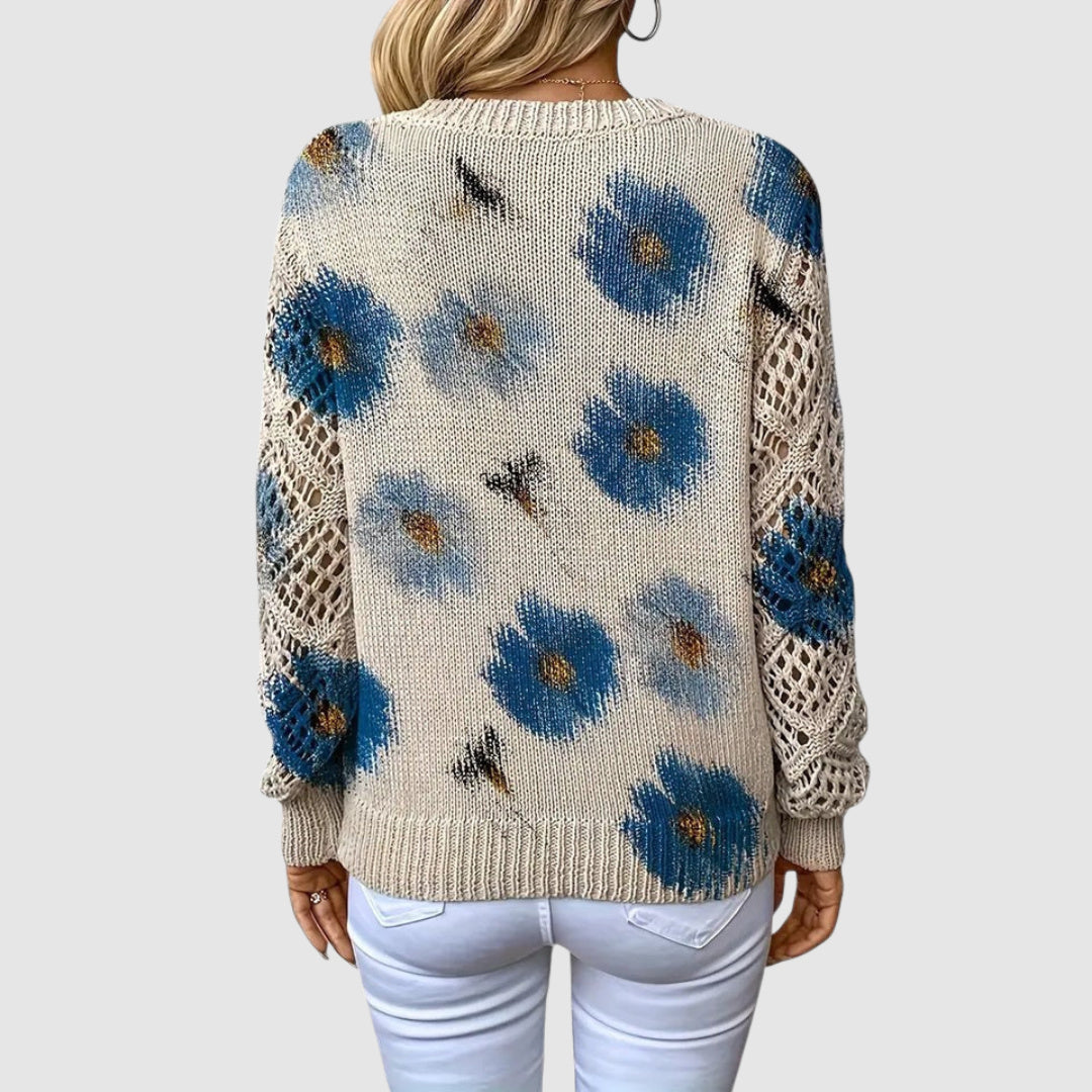 Meda - Elegant sweater with a floral pattern