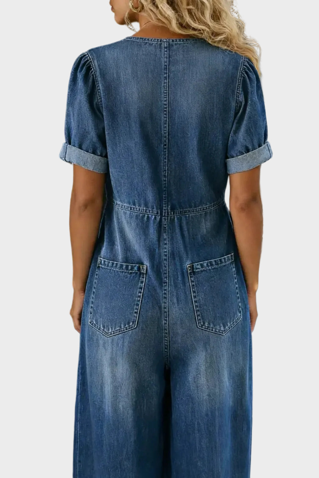 Kowalska - Short Sleeve Jumpsuit with V-Neckline