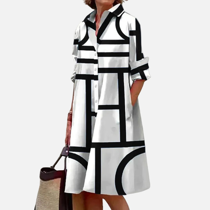 Midi dress with a geometric pattern