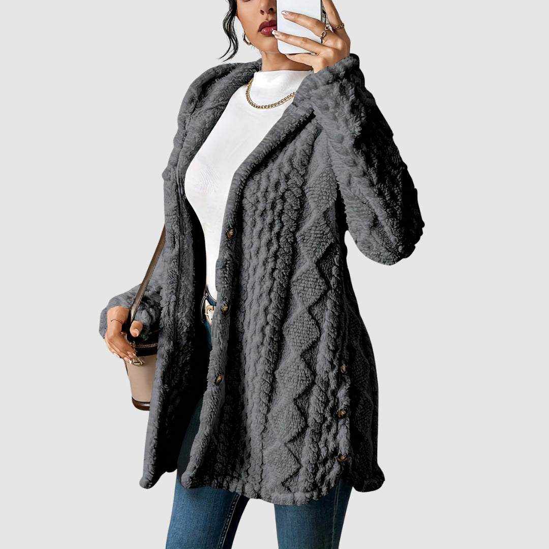 Štěpánka - Plush cardigan with a hood