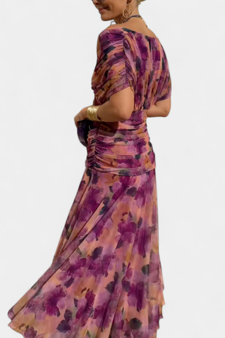 Magda - Long floral dress with a V-neck