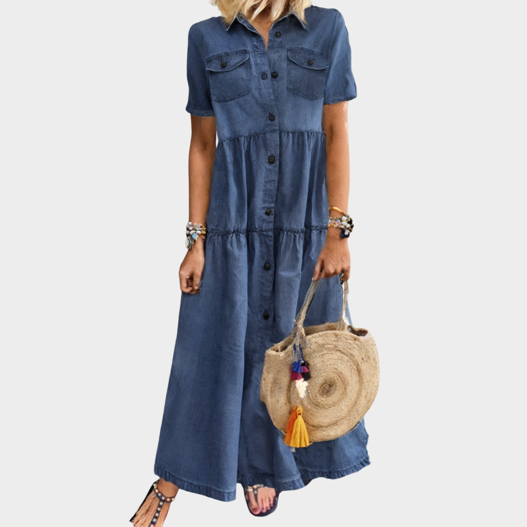 Liliana - Soft, denim dresses with buttons