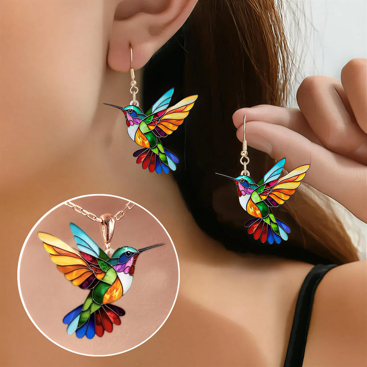 Hummingbird earrings for good luck + free necklace – limited edition