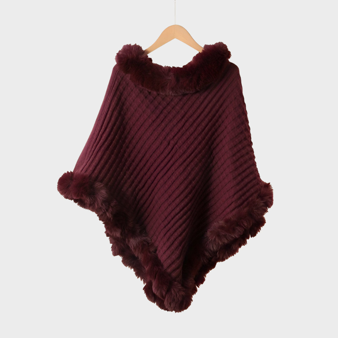 Milena – Elegant Winter Poncho with Fur Trim