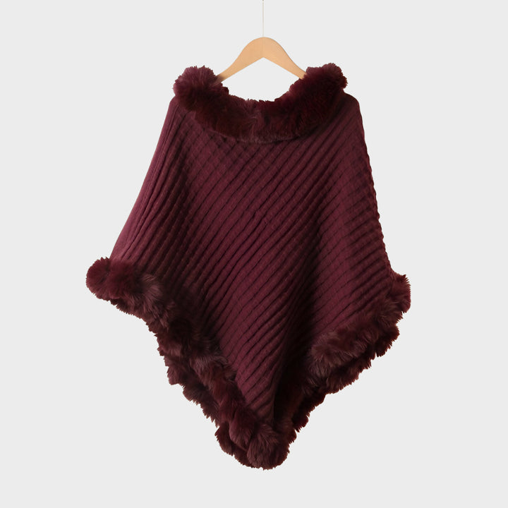 Milena – Elegant Winter Poncho with Fur Trim