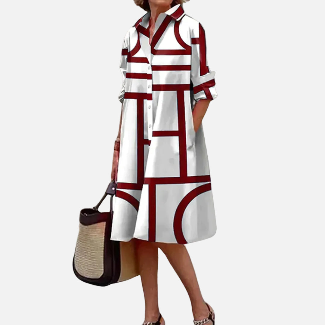 Midi dress with a geometric pattern