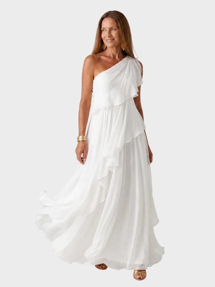 Waist - Maxi Dress with Cascading Ruffles