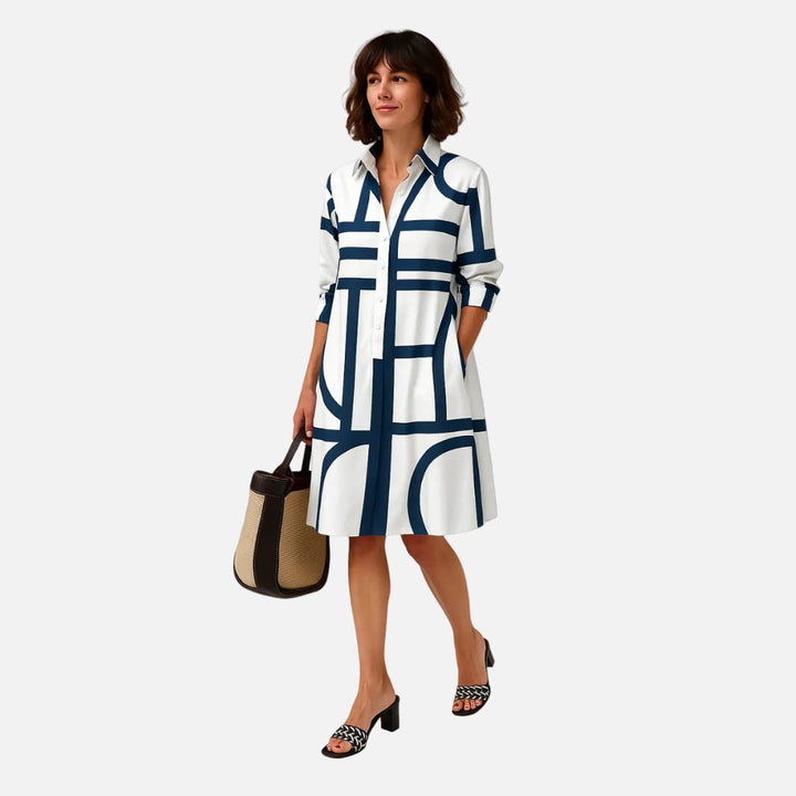 Midi dress with a geometric pattern