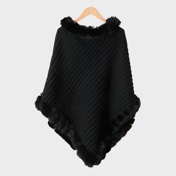 Milena – Elegant Winter Poncho with Fur Trim