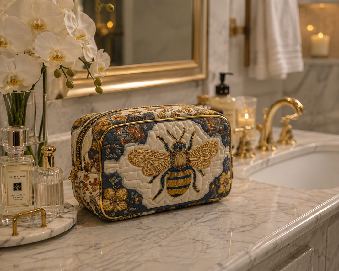 Bee Delight Quilted Makeup Bag