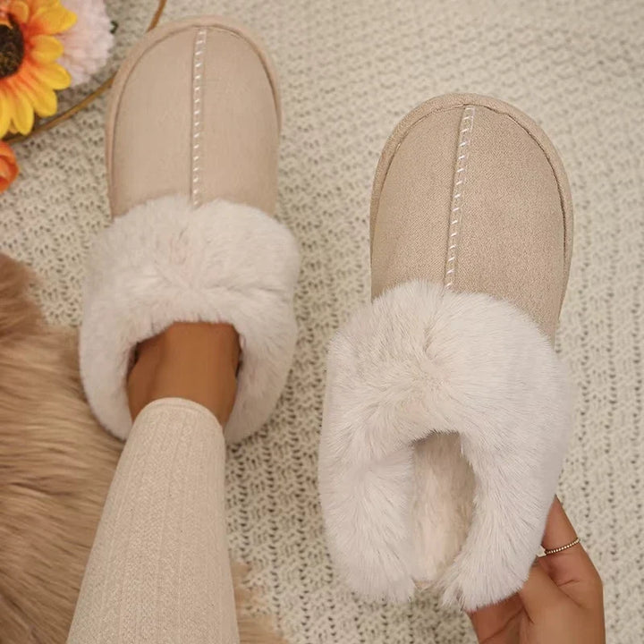 Women's Winter Fluffy Slippers with Non-Slip Sole and Warm Lining