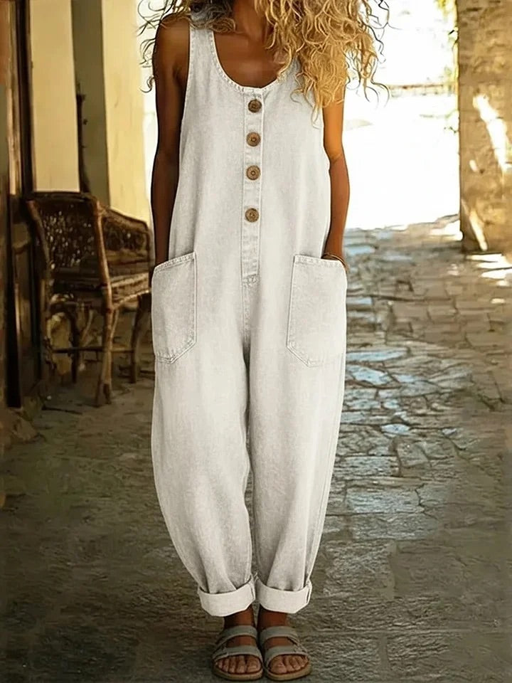 Kinga - Vintage Washed Denim Jumpsuit