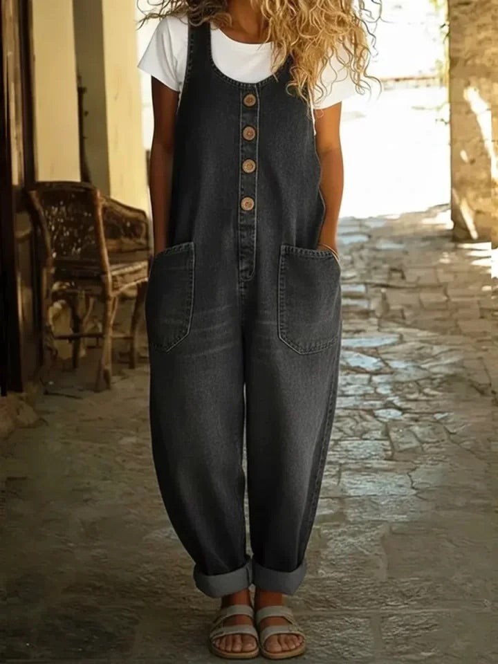 Kinga - Vintage Washed Denim Jumpsuit