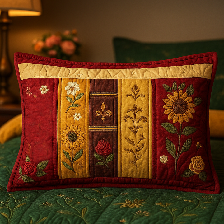 Sunflower Bloom Quilted Bedding Pillow Case