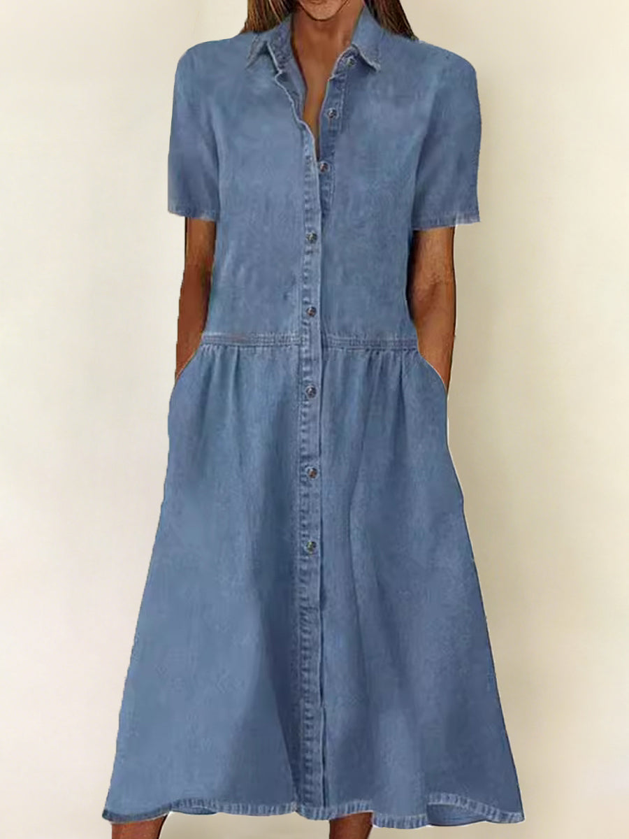 Karolina - Denim dress with short sleeves