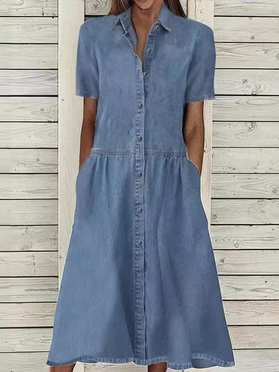 Karolina - Denim dress with short sleeves