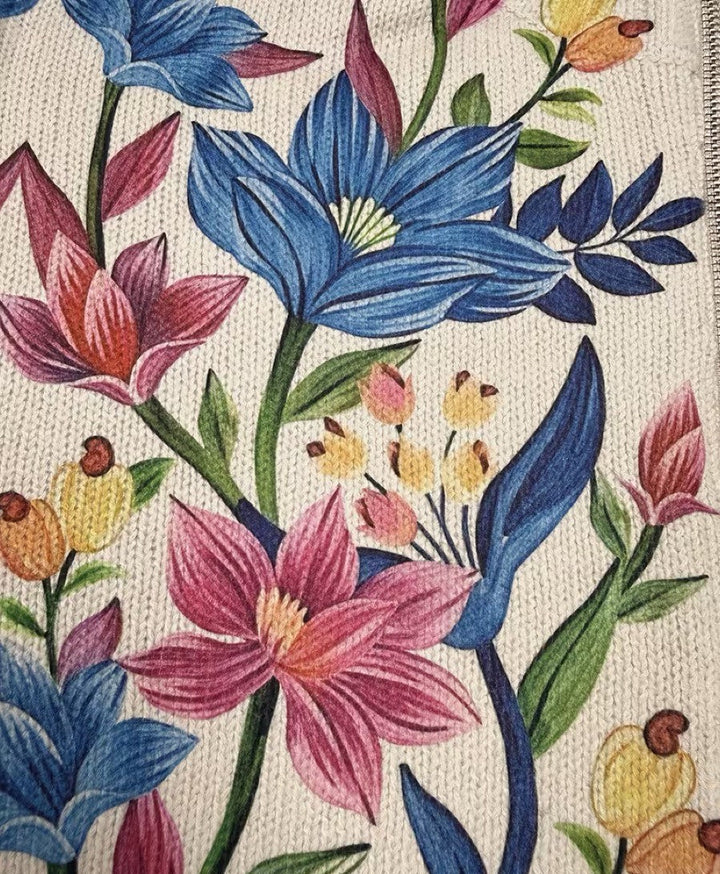 Tabitha - Floral Cardigan with a Zipper in the Botanical Garden