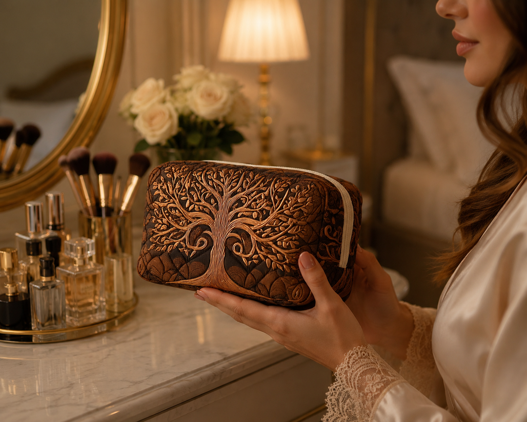 Ancestral Tree Quilted Makeup Bag