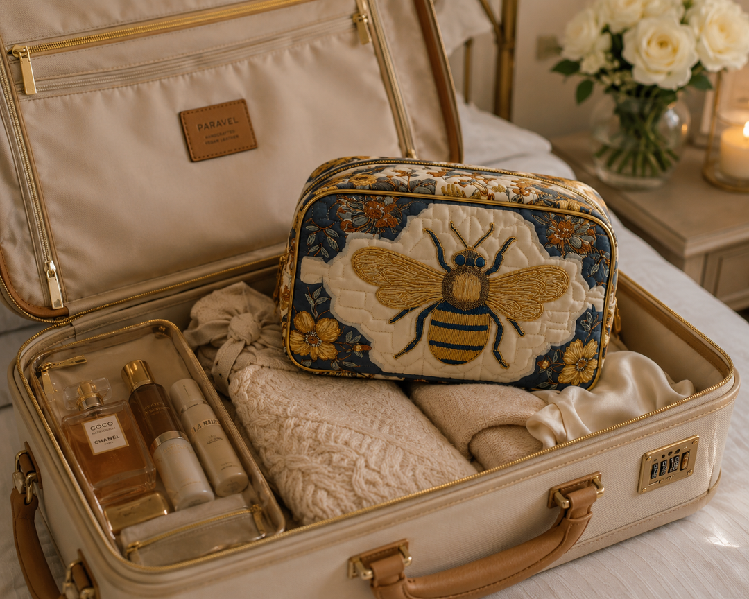 Bee Delight Quilted Makeup Bag